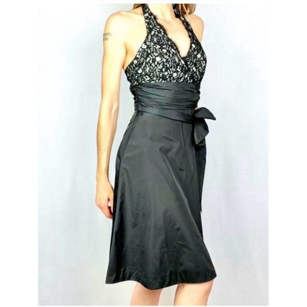 NWT White House Black Market Lace Halter Satin Cocktail Dress Style 30011476